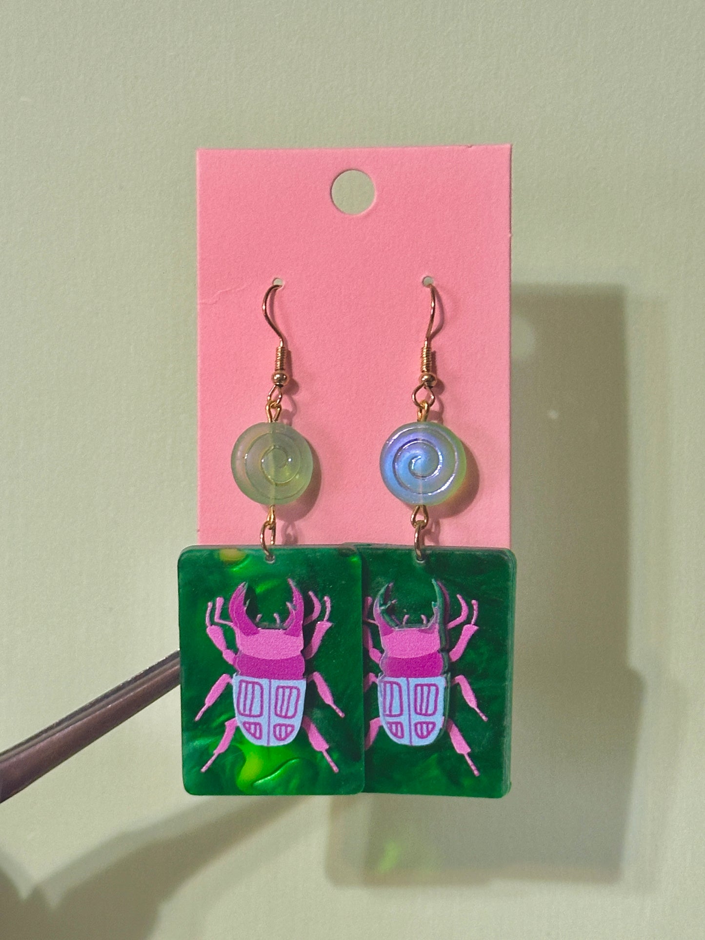 Swirly Beetle earrings