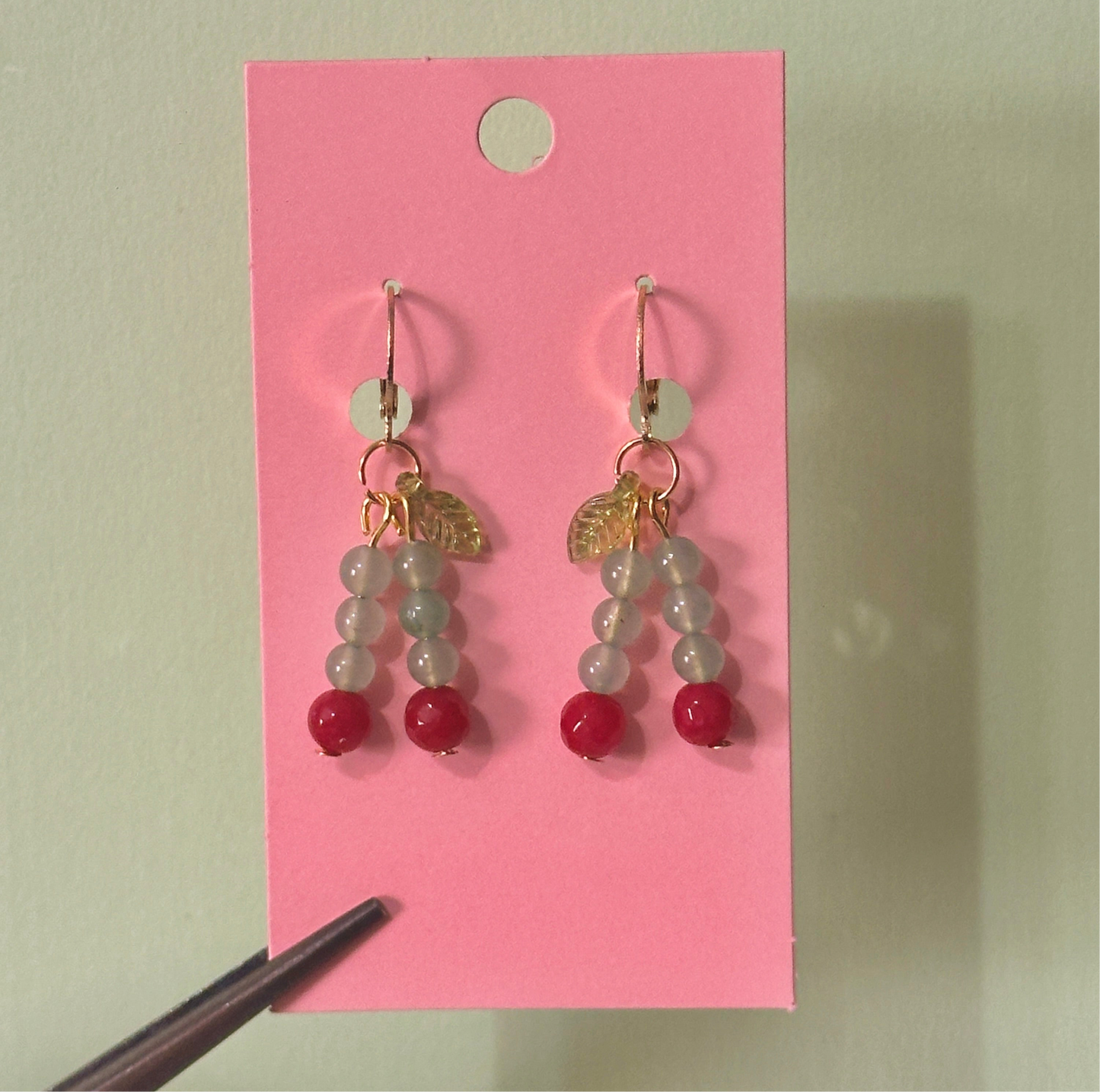Gold cherry earrings