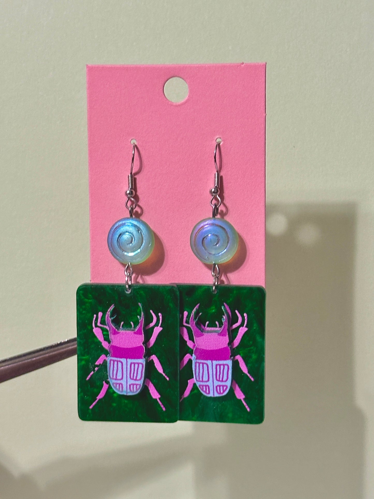 Swirly Beetle earrings