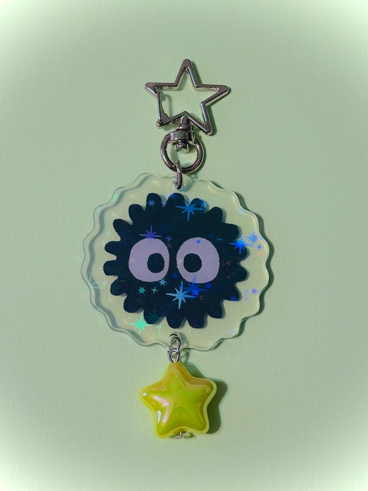 SILVER Soot Sprite holographic keychains