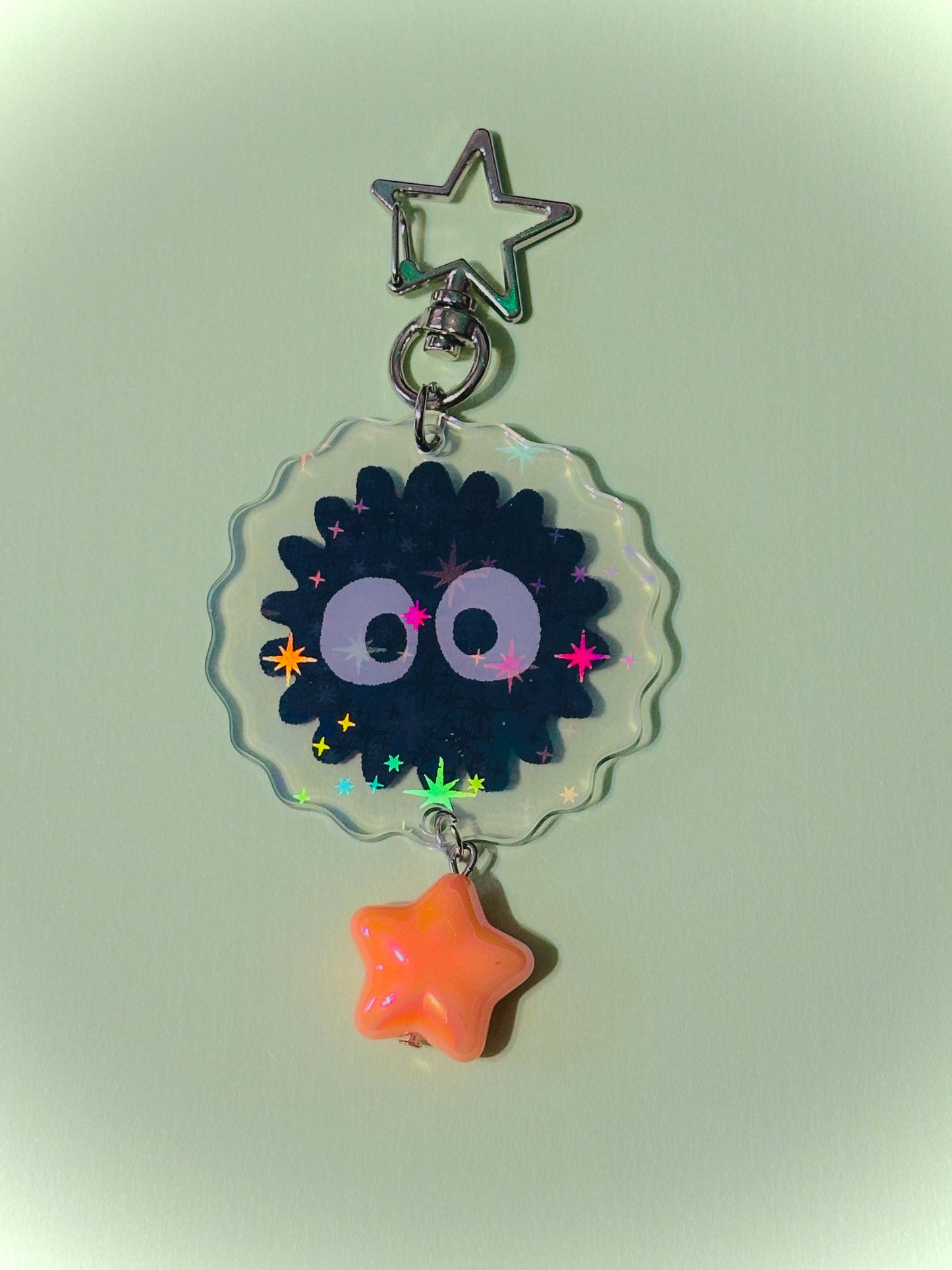 SILVER Soot Sprite holographic keychains