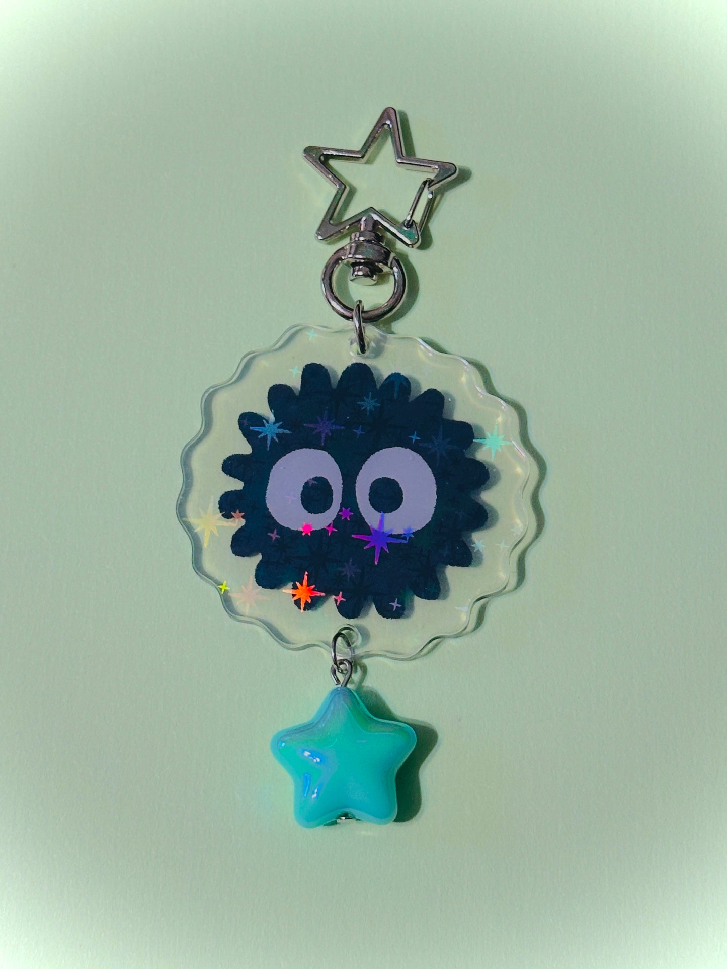 SILVER Soot Sprite holographic keychains
