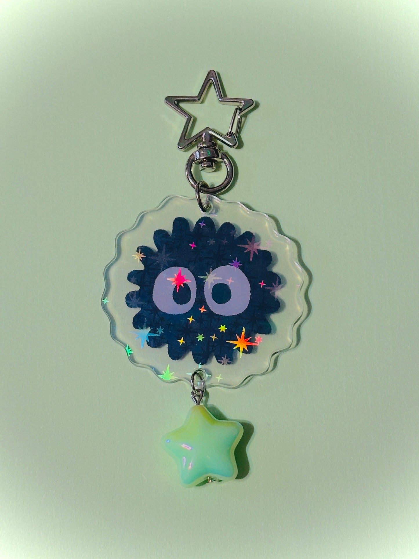 SILVER Soot Sprite holographic keychains
