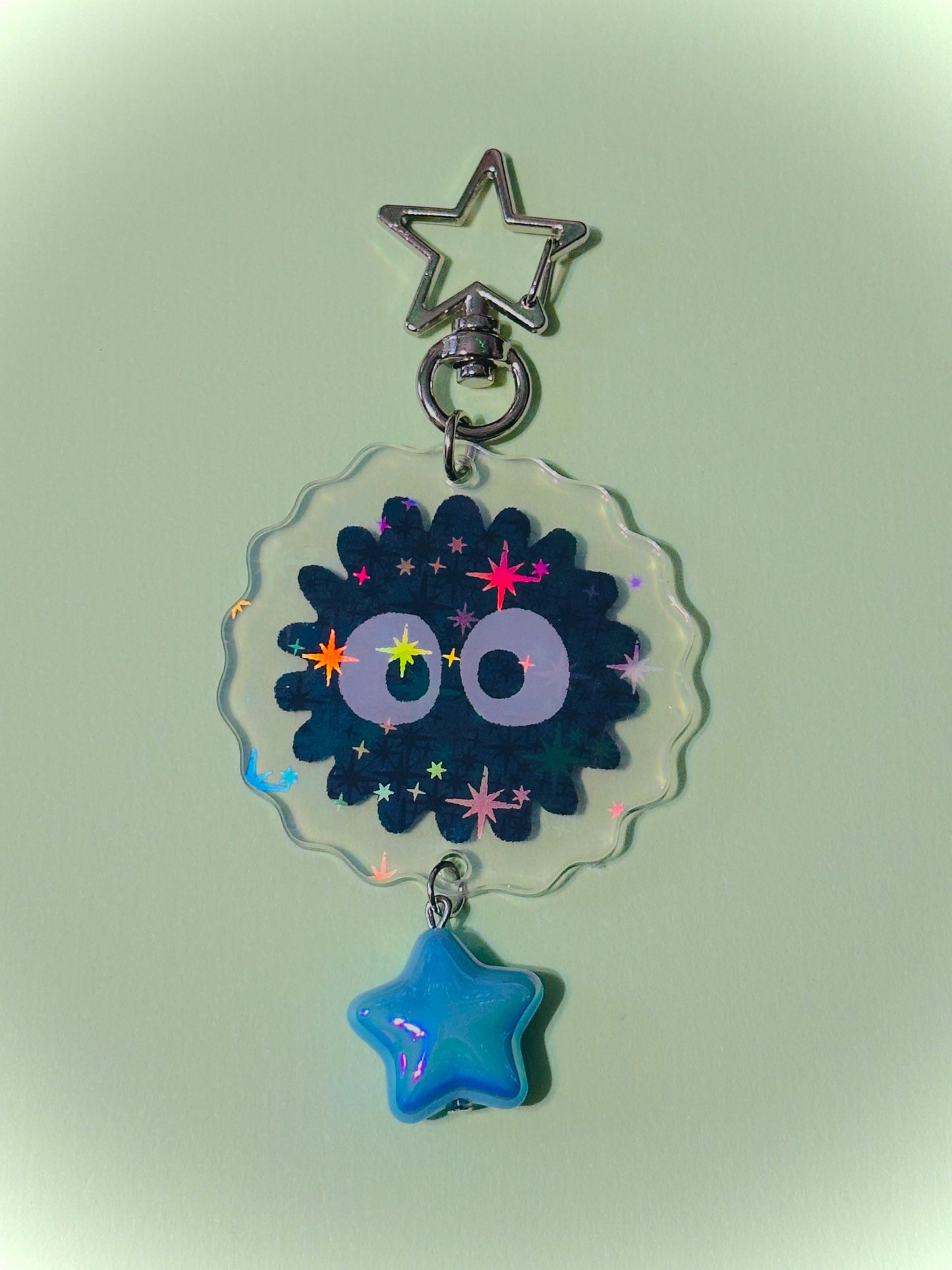 SILVER Soot Sprite holographic keychains