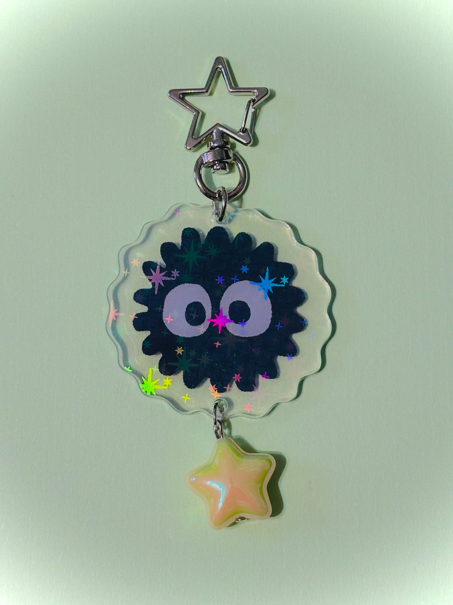SILVER Soot Sprite holographic keychains