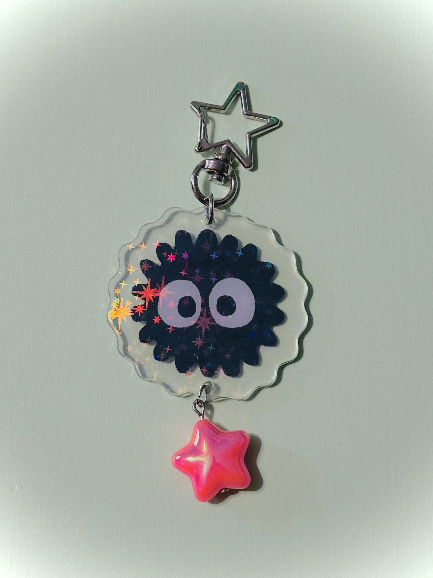 SILVER Soot Sprite holographic keychains