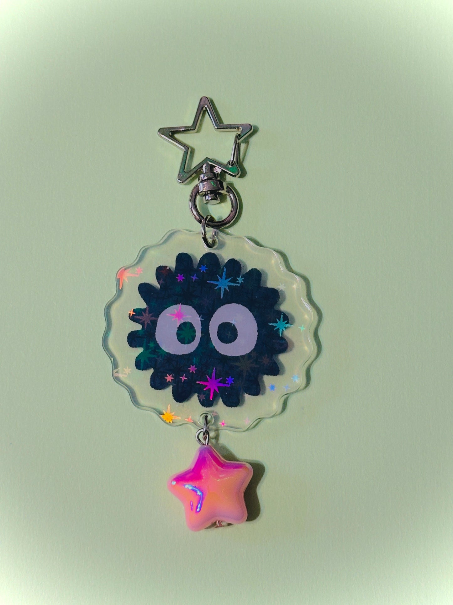 SILVER Soot Sprite holographic keychains