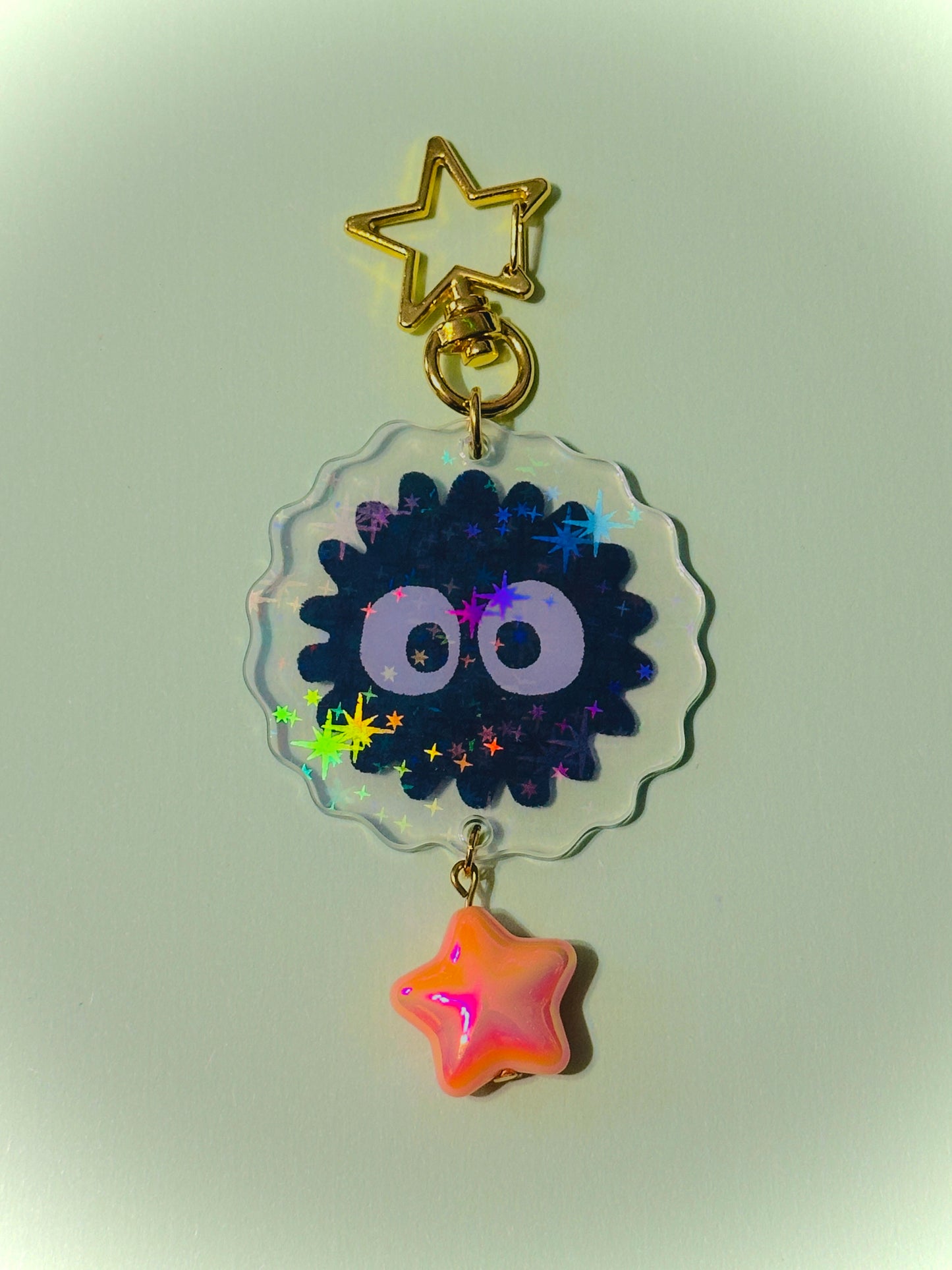 GOLD soot sprite holographic keychains