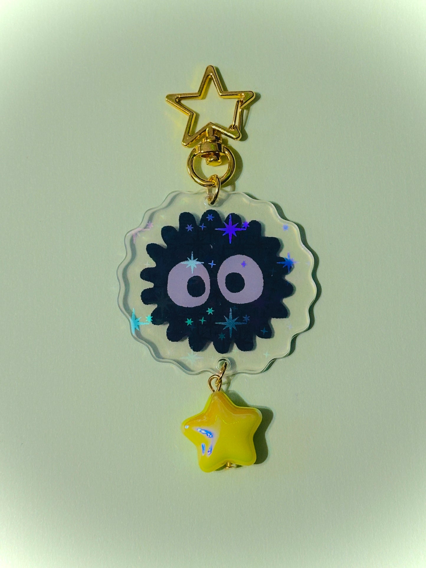 GOLD soot sprite holographic keychains