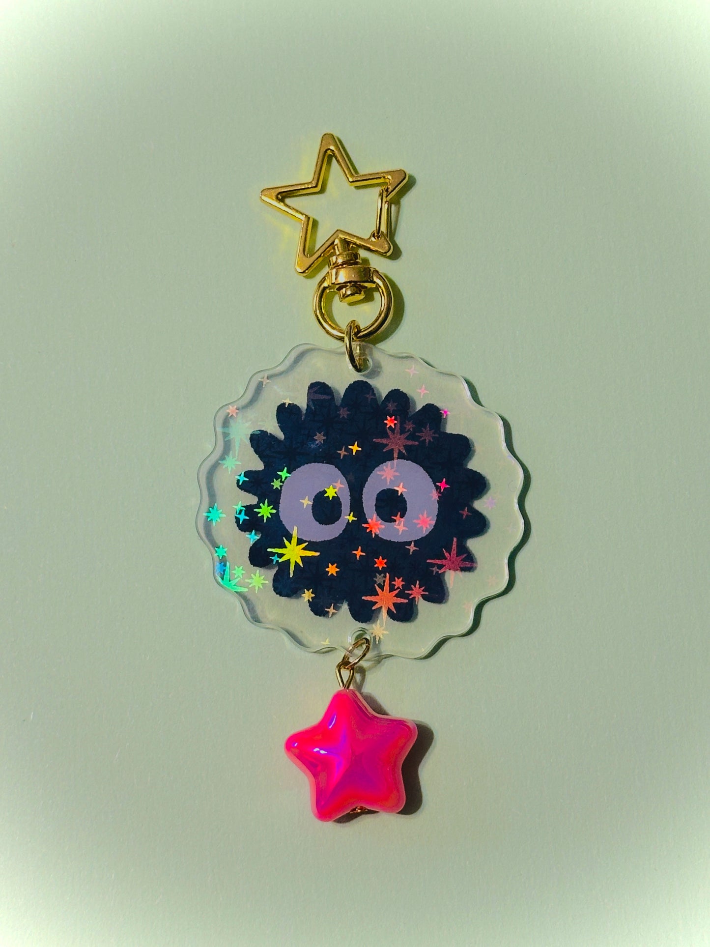 GOLD soot sprite holographic keychains