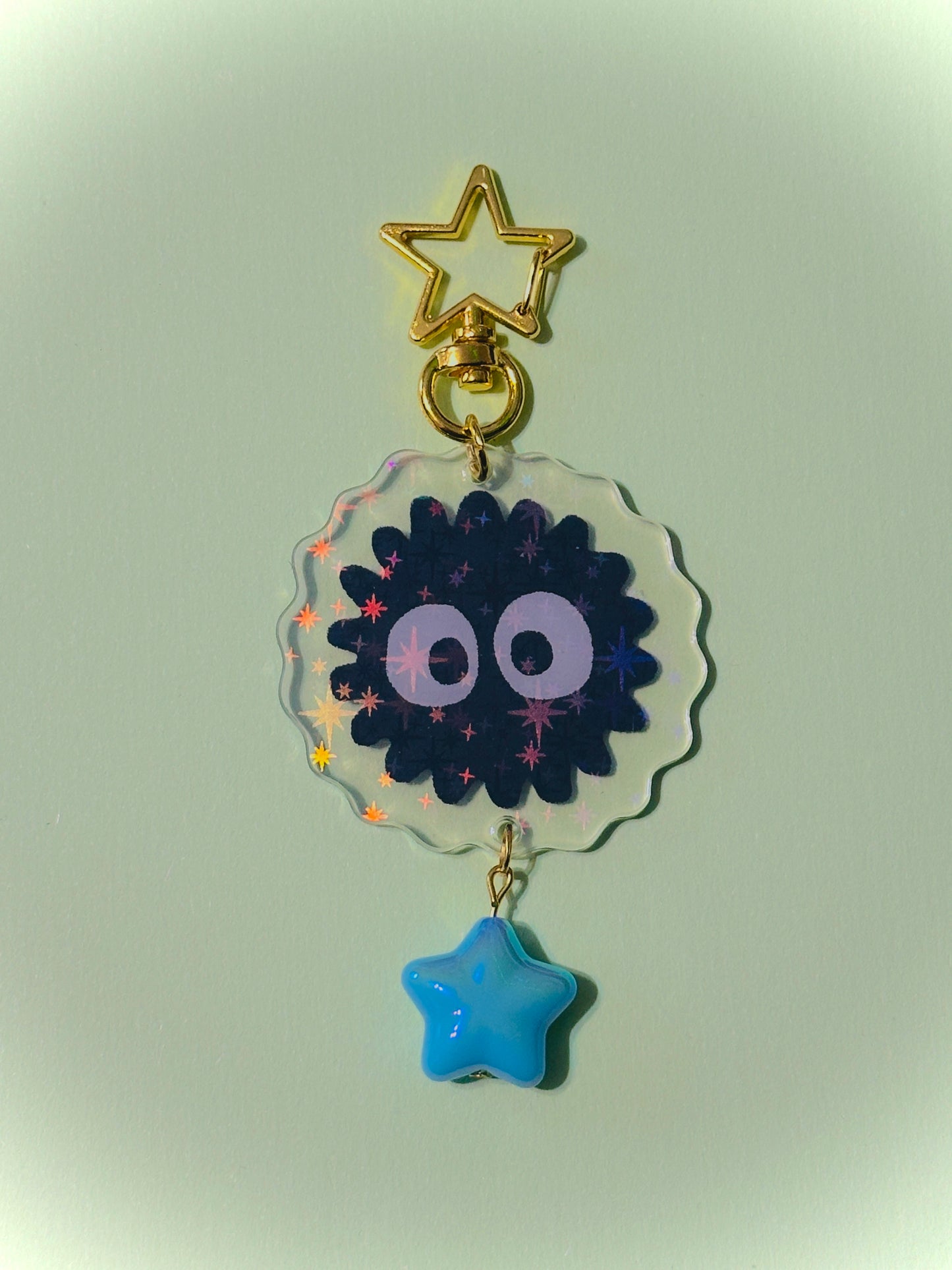 GOLD soot sprite holographic keychains