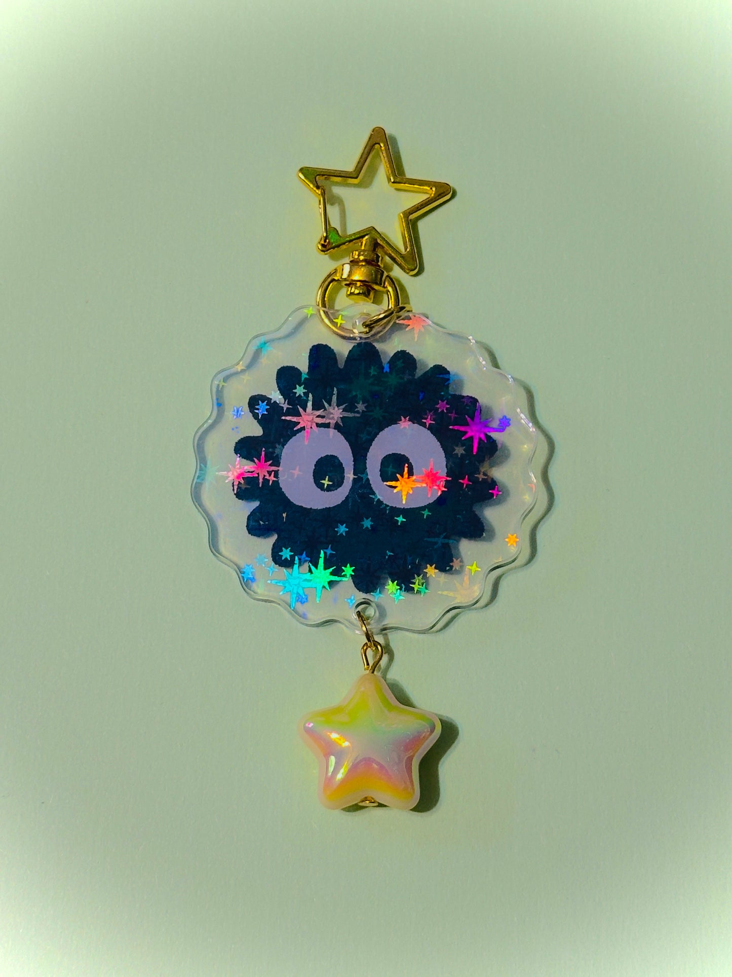 GOLD soot sprite holographic keychains