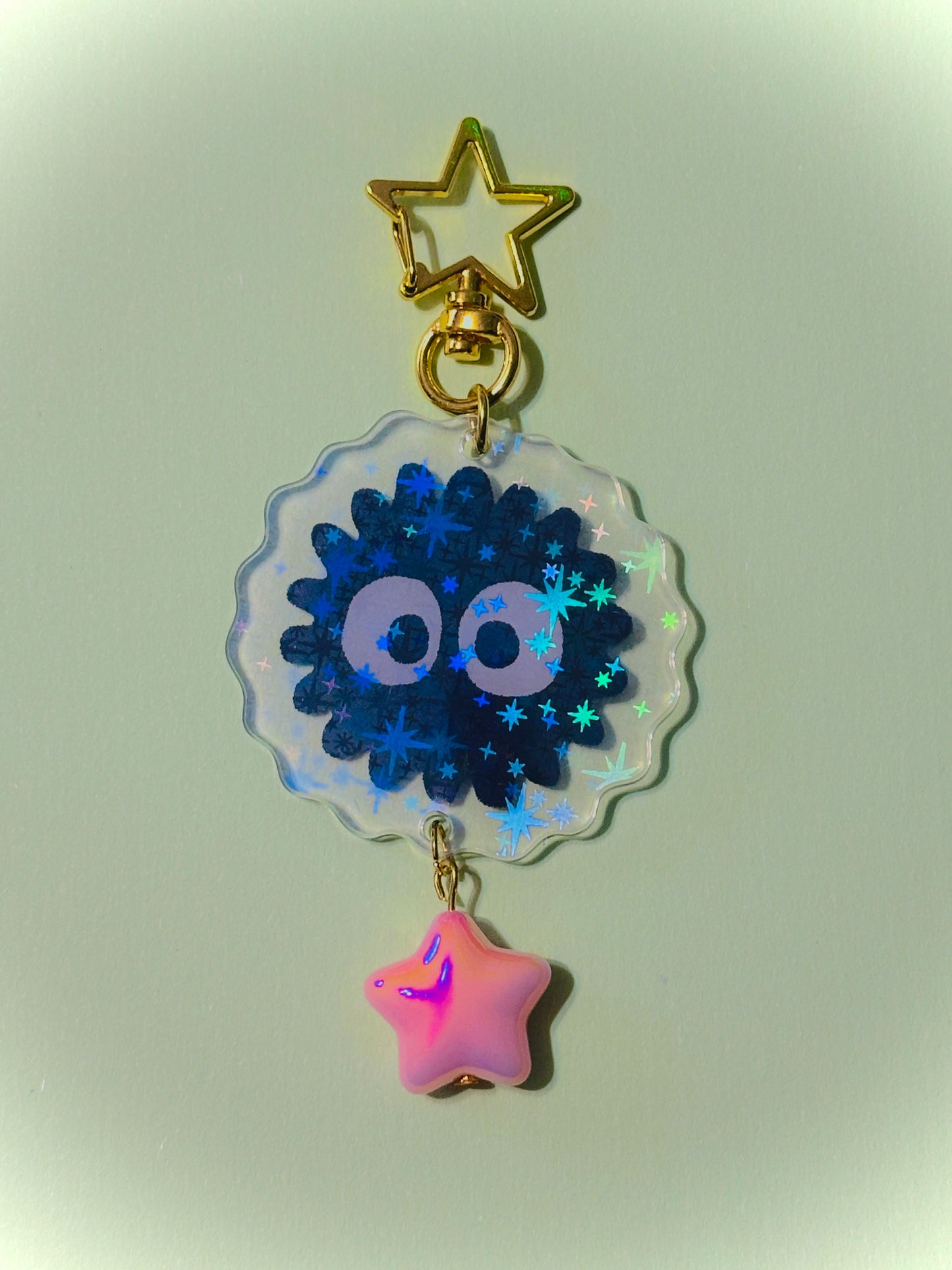 GOLD soot sprite holographic keychains
