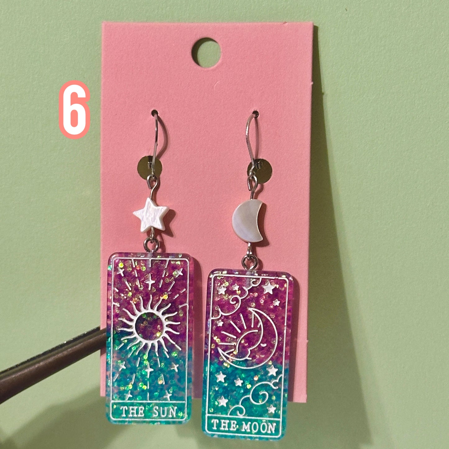 Resin tarot earrings