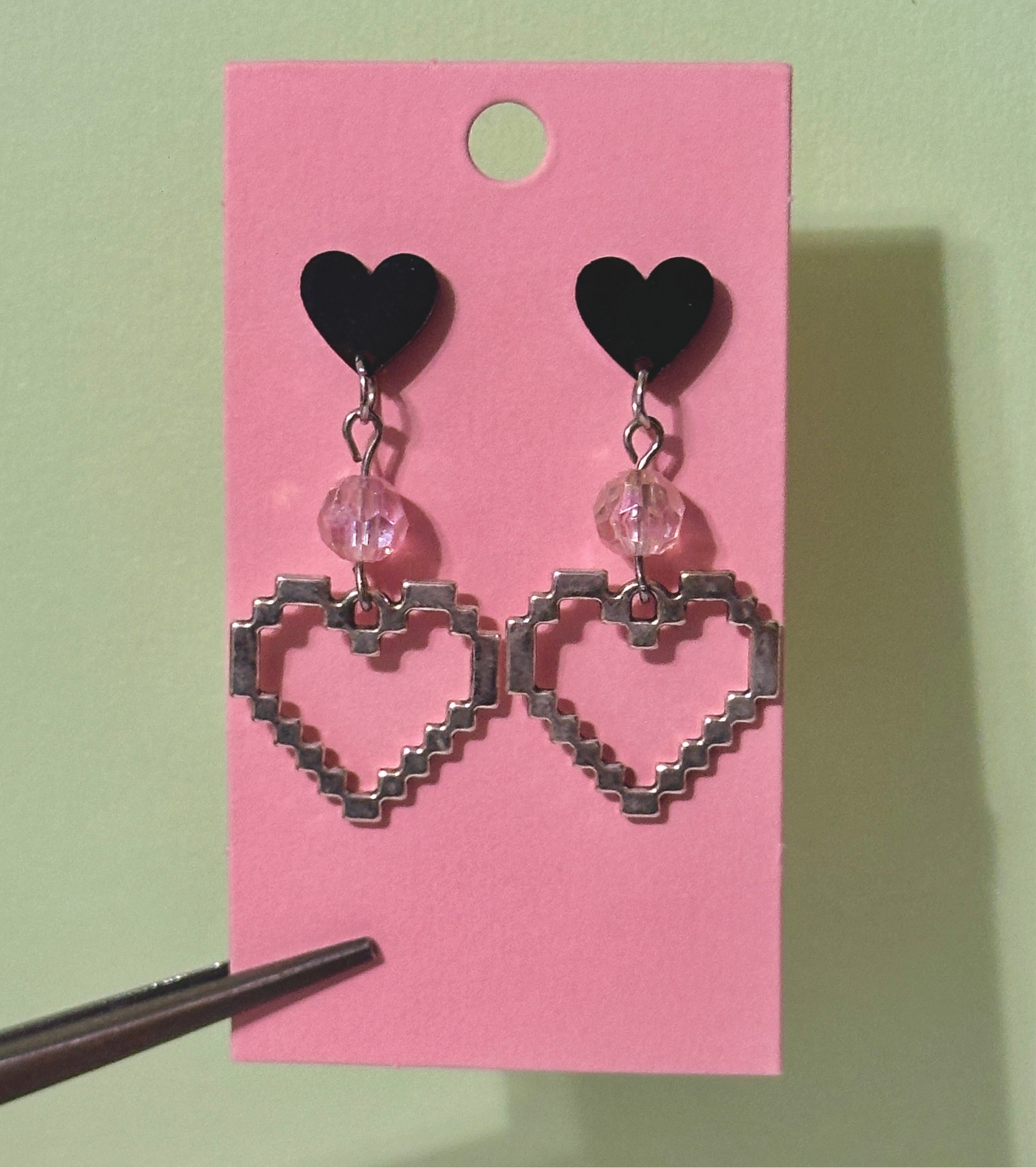 Pixel heart earrings
