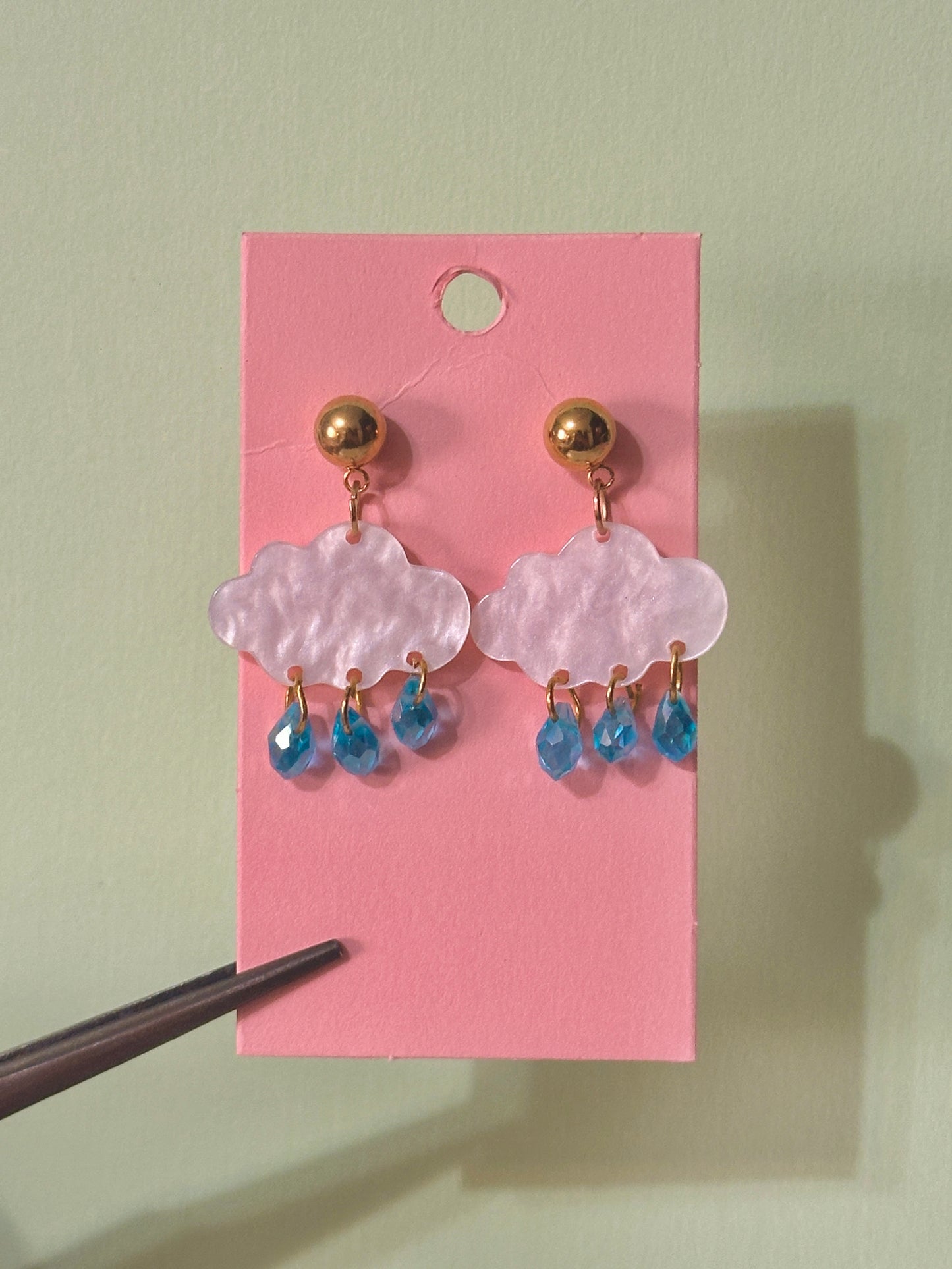 Pearl rain cloud earrings
