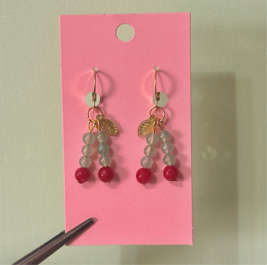 Gold cherry earrings