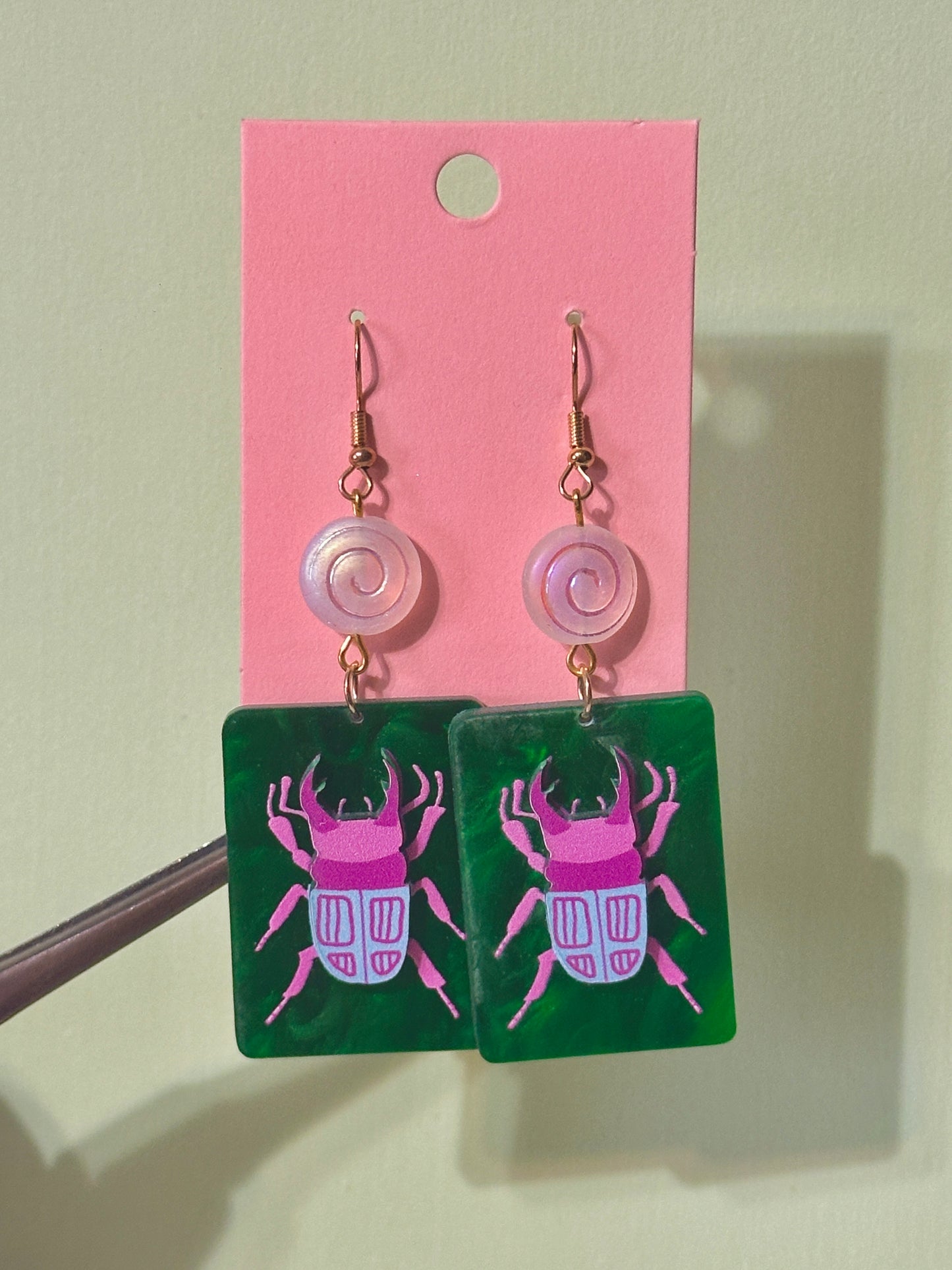 Swirly Beetle earrings