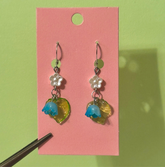 Blue flower earrings