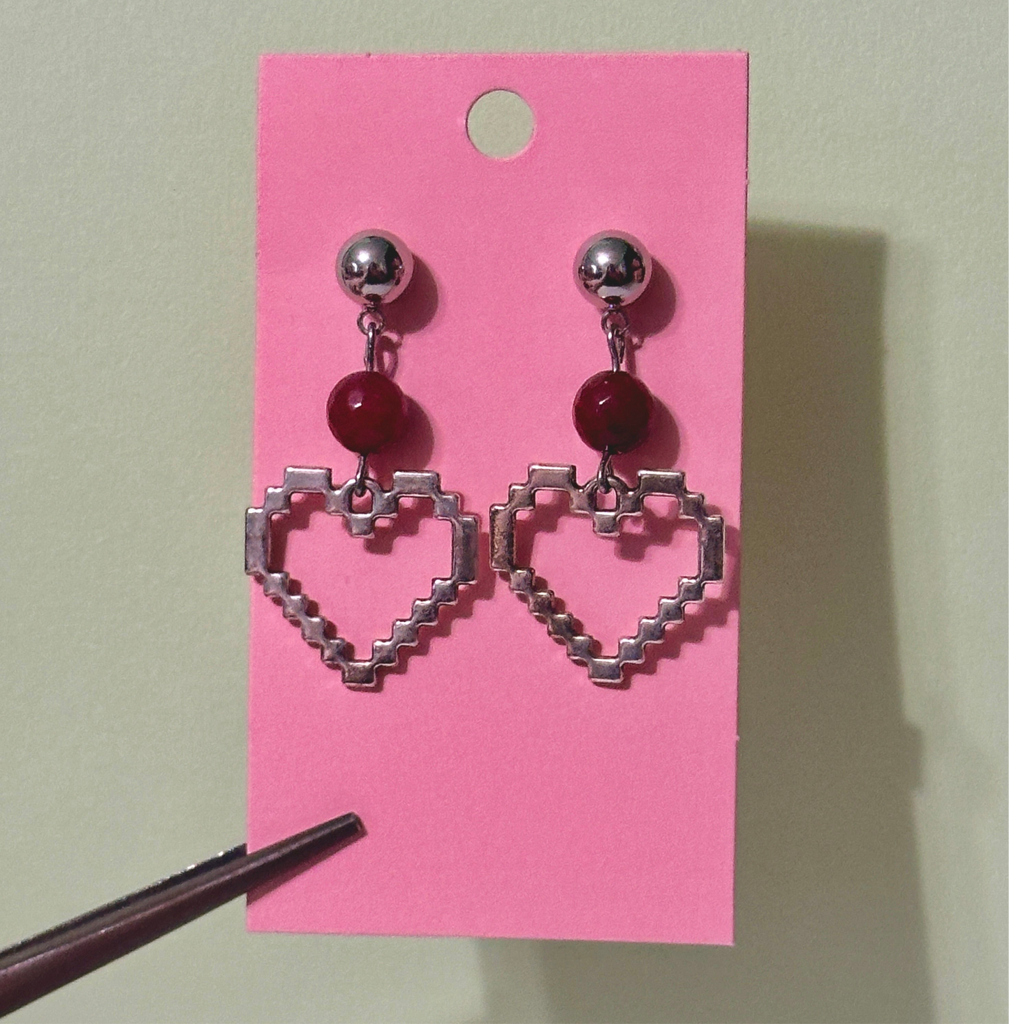 Pixel heart earrings