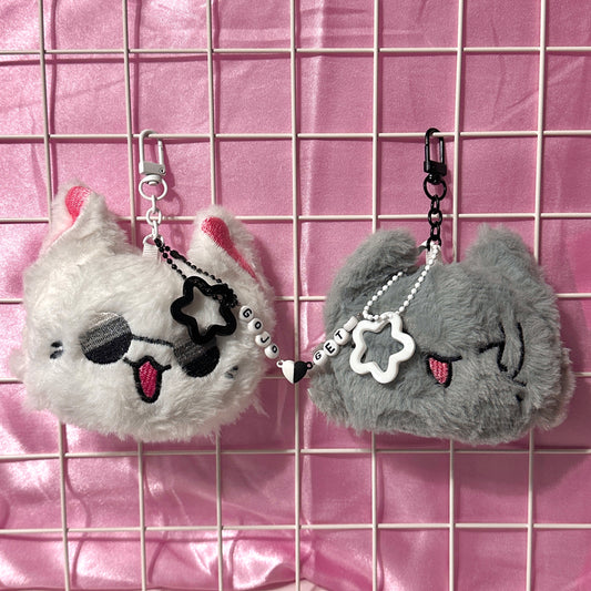 Plush gojo & geto matching cat keychains