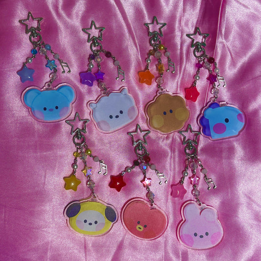 SILVER BT21 beaded keychains