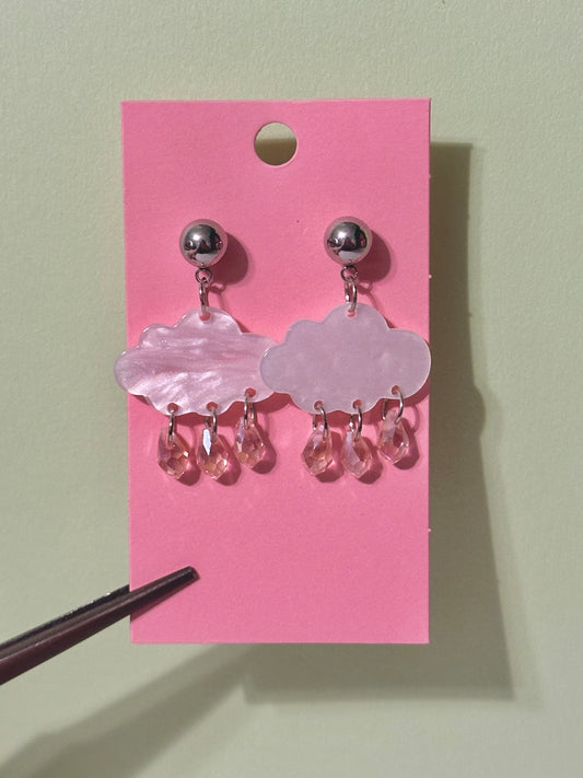 Pearl rain cloud earrings