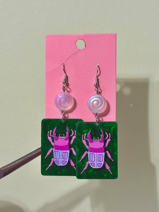 Swirly Beetle earrings