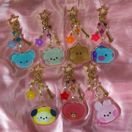 GOLD BT21 beaded keychains