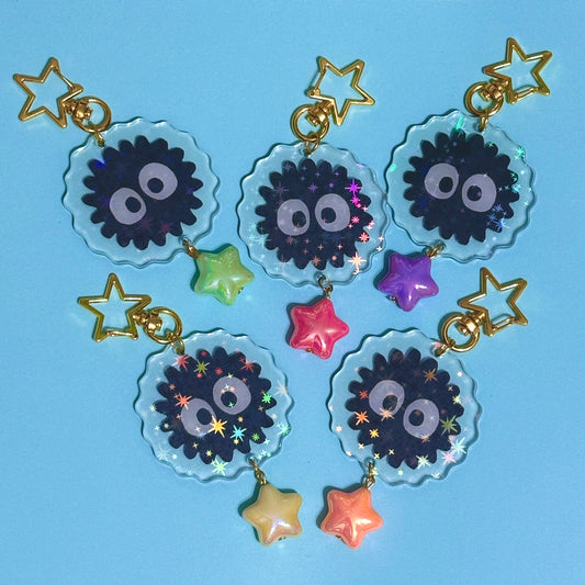 GOLD soot sprite holographic keychains