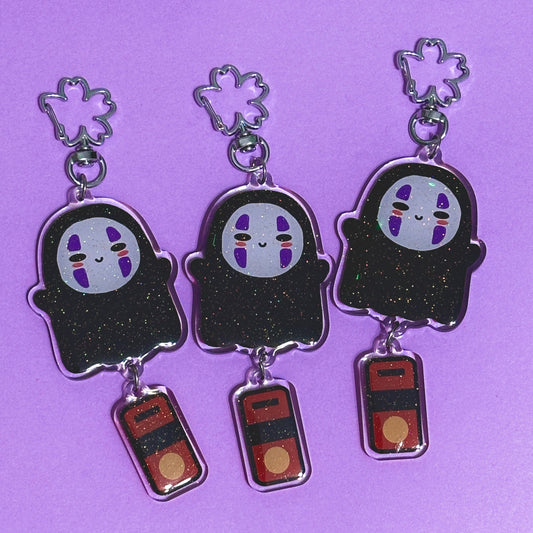 SILVER no face dangly acrylic keychains