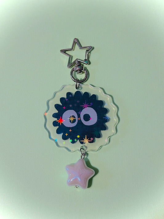 SILVER Soot Sprite holographic keychains